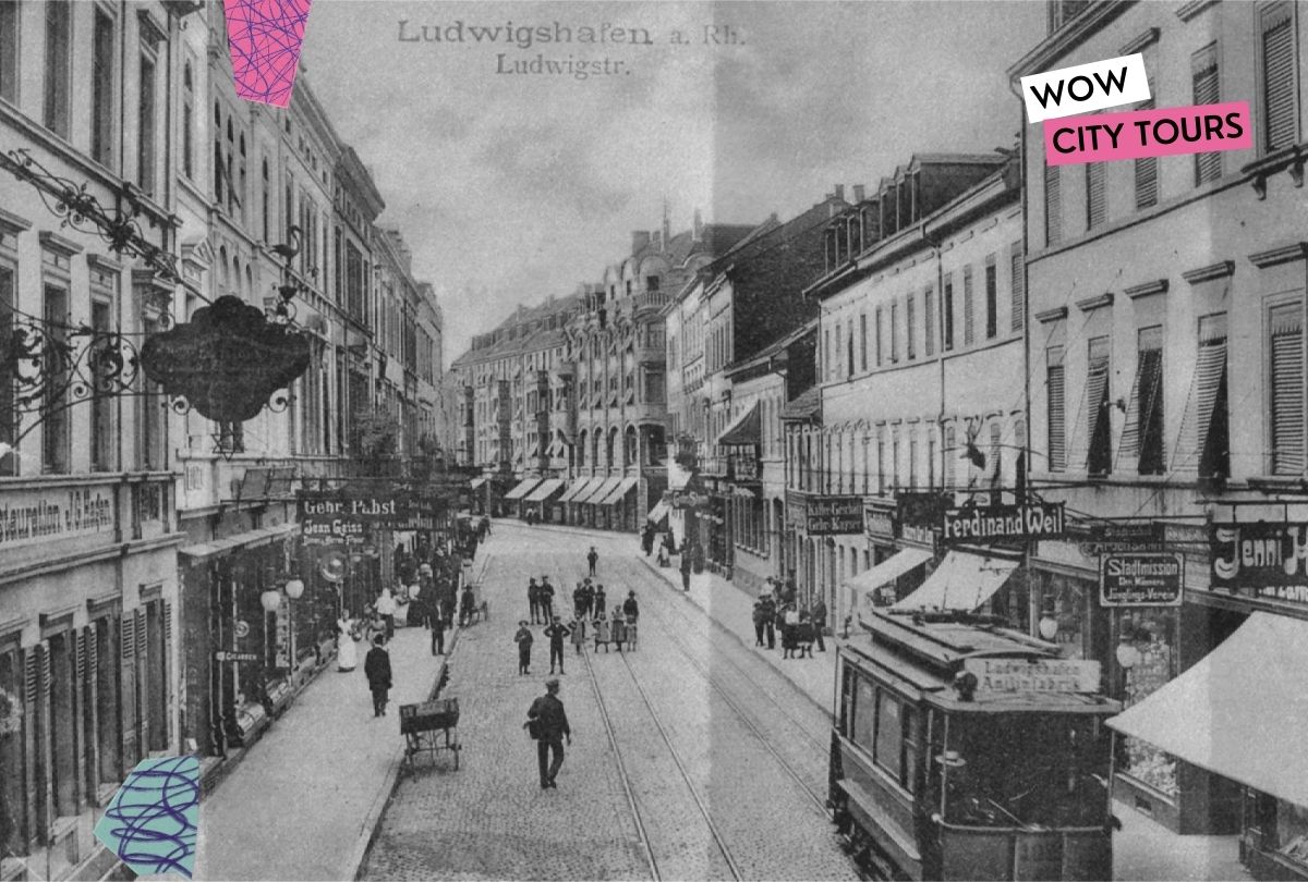 Blick auf das historische Ludwigshafen zur Zeit um 1900